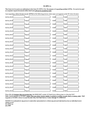 DL-DPPA-1a Form for Multiple MVR Requests