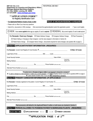 Michigan Medical Marihuana Registry Application Form