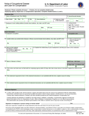 Notice of Occupational Disease and Claim for Compensation