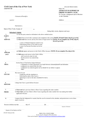 Affidavit in Support of Order to Show Cause