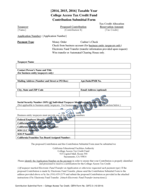 College Access Tax Credit Contribution Submittal Form