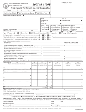 Iowa Income Tax Return for an S Corporation