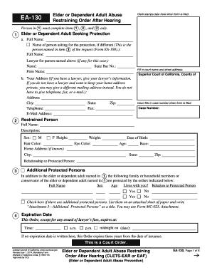 Elder or Dependent Adult Abuse Restraining Order After Hearing