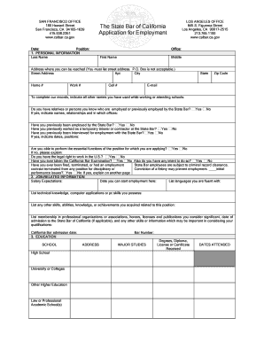 State Bar of California Employment Application