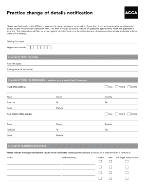 ACCA Practice Change of Details Notification