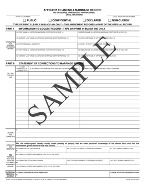 Affidavit to Amend a Marriage Record