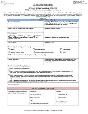 DOE F 531 Privacy Act Information Request