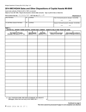 Michigan Sales and Other Dispositions of Capital Assets Form MI-8949