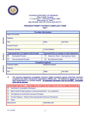 Louisiana Prompt Payment Complaint Form