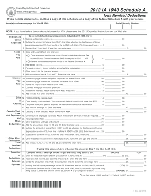 Iowa 1040 Schedule A Form