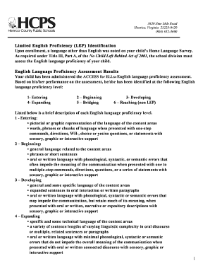 LEP Identification and ESL Program Notice