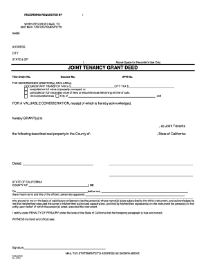 California Joint Tenancy Grant Deed