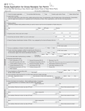 Texas Application for Gross Receipts Tax Permit