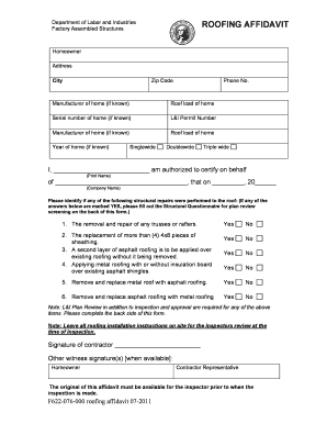 Washington Roofing Affidavit