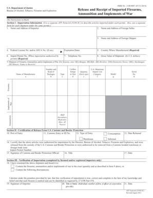 ATF Form 6A Importation of Firearms