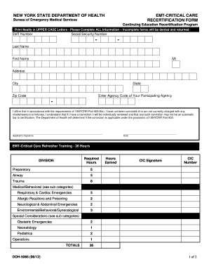 New York EMT-Critical Care Recertification Form