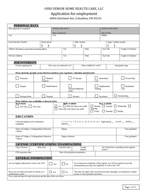 fillable online to download employment application ohio senior