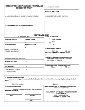 Request for Verification of Mortgage