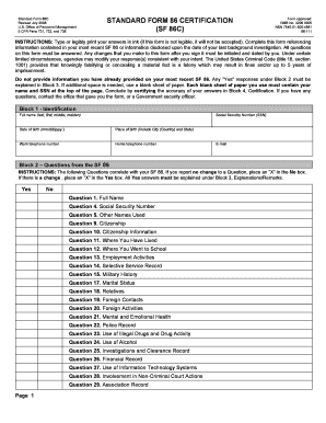 Standard Form 86C Certification