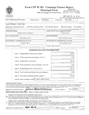Massachusetts Campaign Finance Report