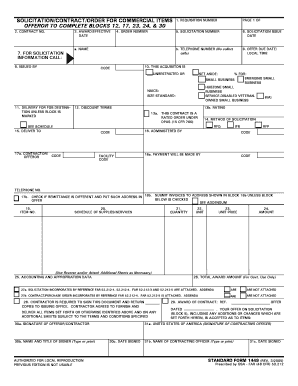 Solicitation Contract Order for Commercial Items