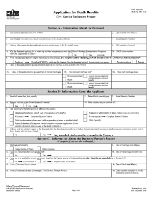 Application for Death Benefits CSRS