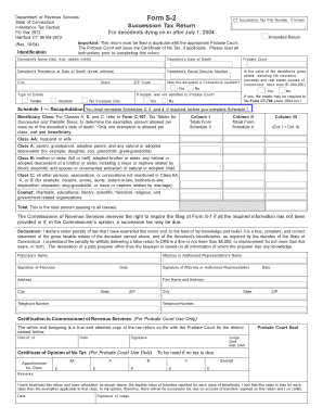 Connecticut Succession Tax Return Form S-2