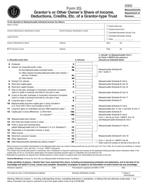 Massachusetts Form 2G Grantor's Income Report