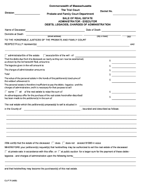 Massachusetts Sale of Real Estate Petition