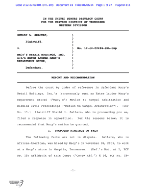 P: Civil 12-02496 - Sellers v. Macy 's - Mot to Compel Arb.wpd - gpo