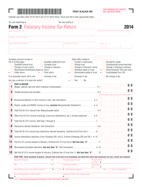 Massachusetts Fiduciary Income Tax Return 2014