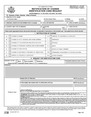 US Department of State Identification Card Request
