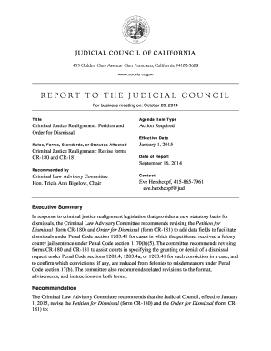 California Petition for Dismissal Form CR-180