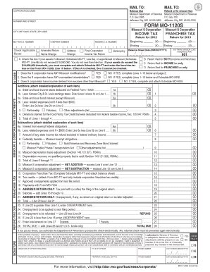 Missouri S Corporation Income Tax Return Form MO-1120S