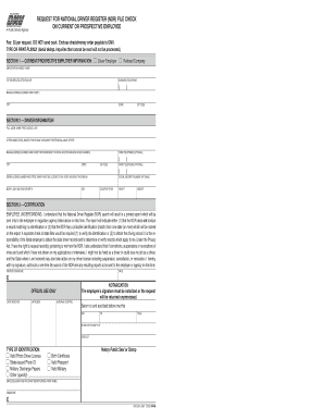 California National Driver Register Record Check Form