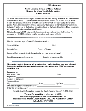 North Carolina Crash Report Request Form