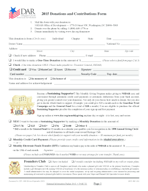 2015 NSDAR Donations and Contributions Form