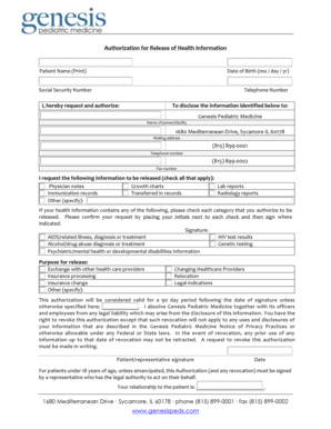 Authorization for Release of Health Information