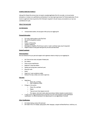 SAMPLE RESUME FORMAT Although the Federal Government ... - dol