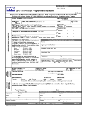 Early Intervention Program Referral Form