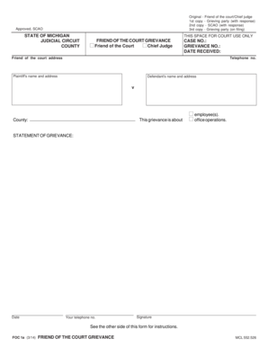 Michigan Friend of the Court Grievance Form