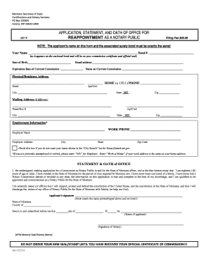 Montana Notary Public Reappointment Application