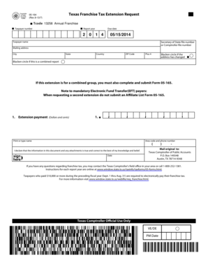 Texas Franchise Tax Extension Request