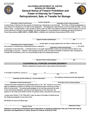 California Firearm Prohibition Power of Attorney