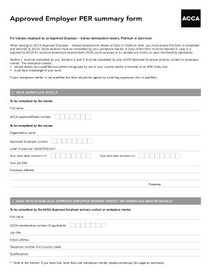 ACCA Approved Employer PER Summary Form