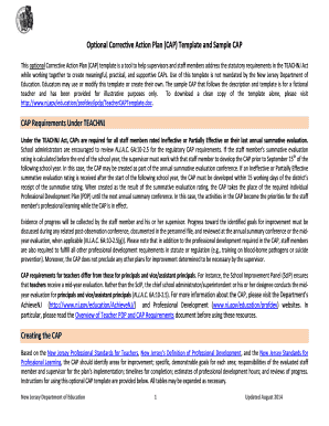 New Jersey Corrective Action Plan Template