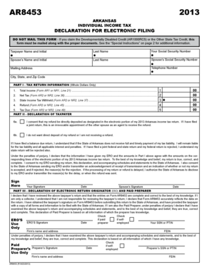Arkansas Individual Income Tax Declaration for Electronic Filing