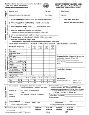 Washington State Activity Prescription Form 1069M