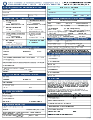 Rhode Island Vehicle Registration Application