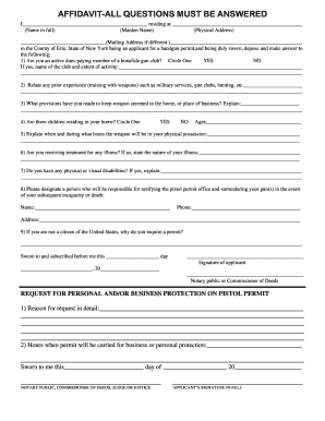 New York Pistol Permit Application